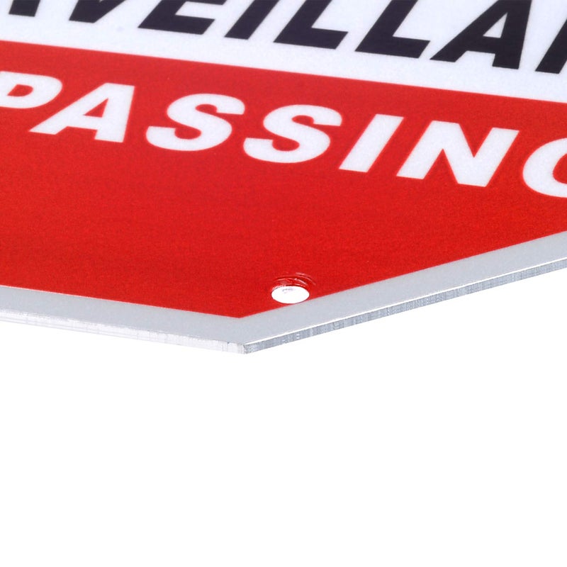 Kichwit Video Surveillance Sign No Trespassing Reflective Metal Sign, Octagon Shaped, Aluminum Yard Sign with Stakes, Measures 11.8" x 11.8" - Image 3